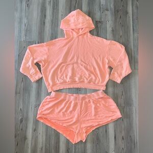 SKIMS Cotton Fleece Classic Zip Up Hoodie Hooded Sweatshirt Orange XL